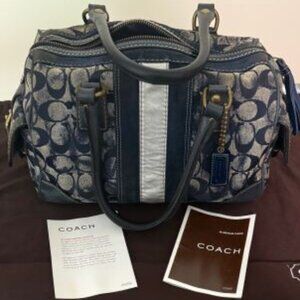 Vintage Coach Limited Edition Denim Signature Tie Dye Satchel Tote Bag